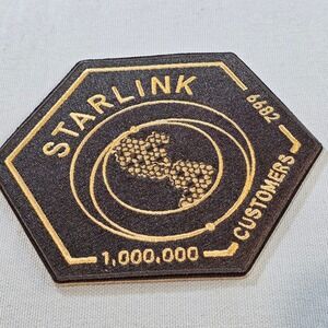 SpaceX Starlink 1,000,000 Customers Anniversary Patch Gold Embroidered Hexagon